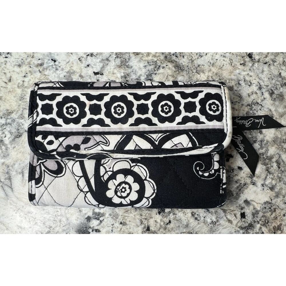 VERA BRADLEY Euro Wallet Night & Day Black White Gray 14419-052
